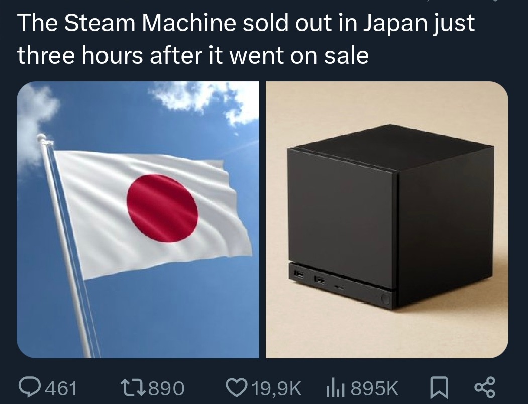 The Steam Machine sold out in Japan just three hours after it went on sale