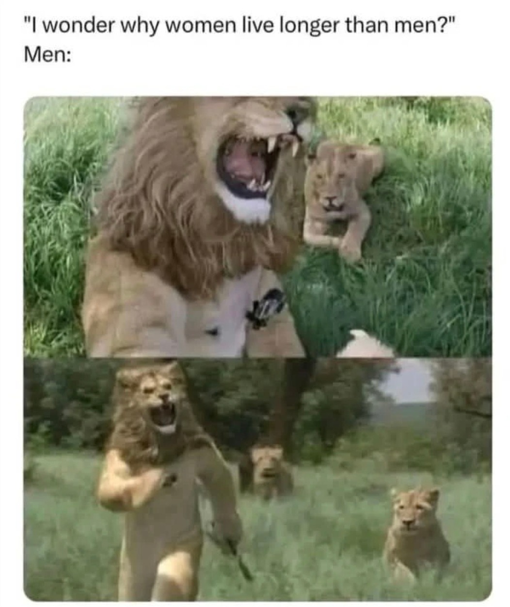 I wonder why women live longer than men? Men: