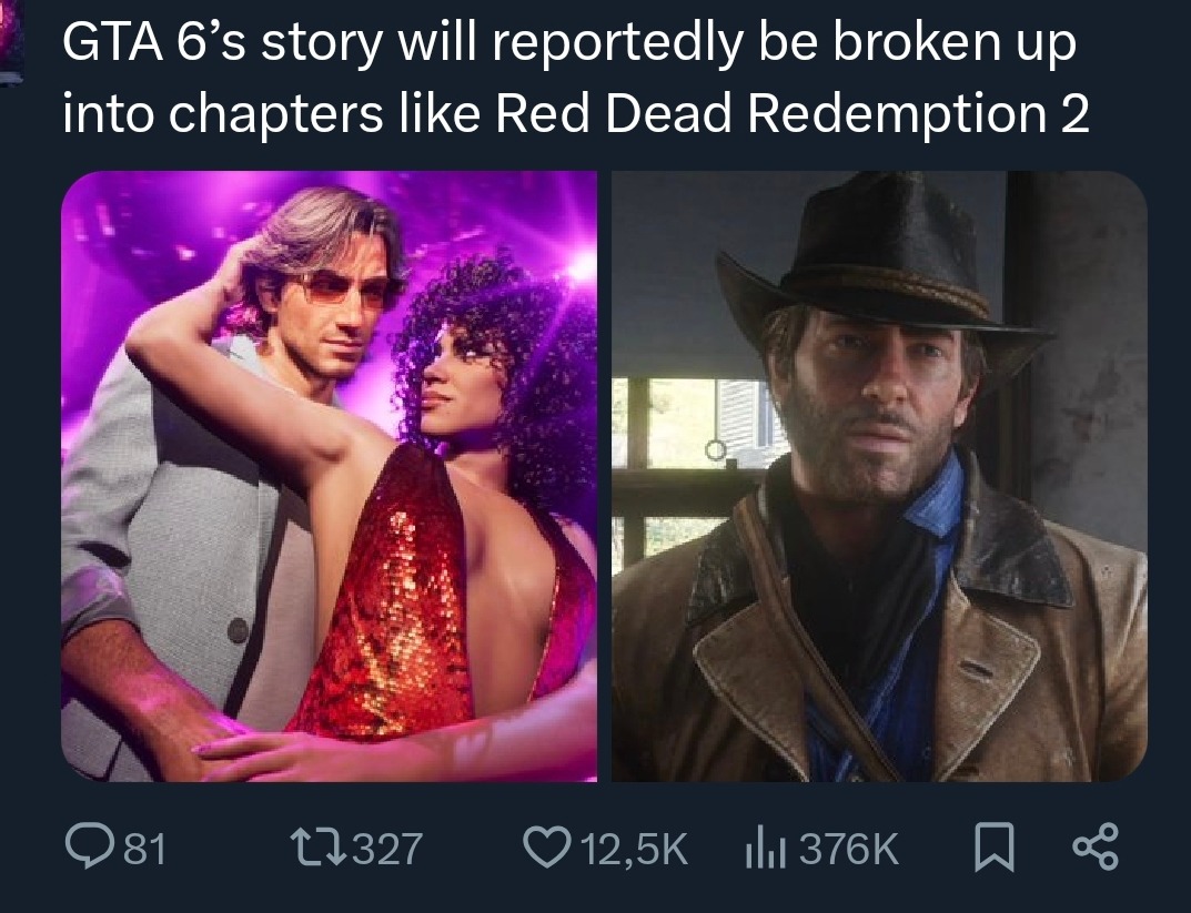 GTA 6's story will reportedly be broken up into chapters like Red Dead Redemption 2