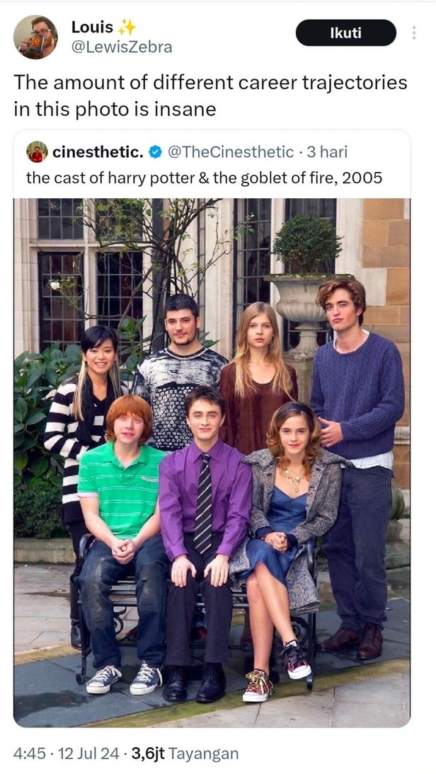 The amount of different career trajectories in this photo is insane. The cast of Harry Potter & the Goblet of Fire, 2005.