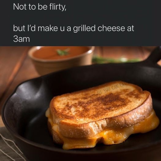 Not to be flirty, but I'd make u a grilled cheese at 3am