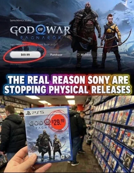 Santa Monica Studio GOD OF WAR RAGNARÖK $69.99 Purchase Wishlist Description THE REAL REASON SONY ARE STOPPING PHYSICAL RELEASES PS5 GOD OF WAR RAGNARÖK $29.99
