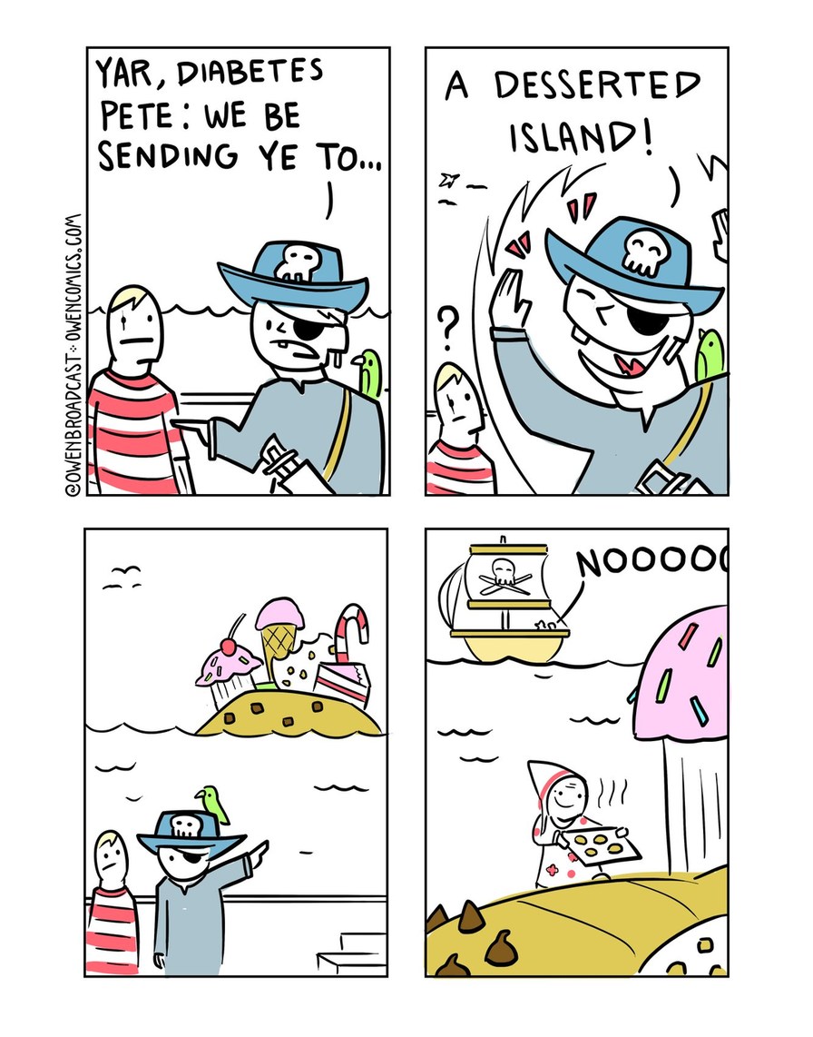 YAR, DIABETES PETE: WE BE SENDING YE TO... A DESSERTED ISLAND! NOOOOO
