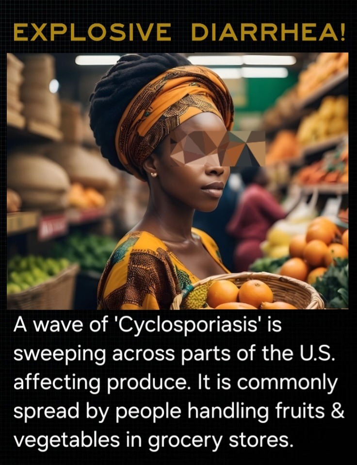 EXPLOSIVE DIARRHEA! A wave of 'Cyclosporiasis' is sweeping across parts of the U.S. affecting produce. It is commonly spread by people handling fruits & vegetables in grocery stores.
