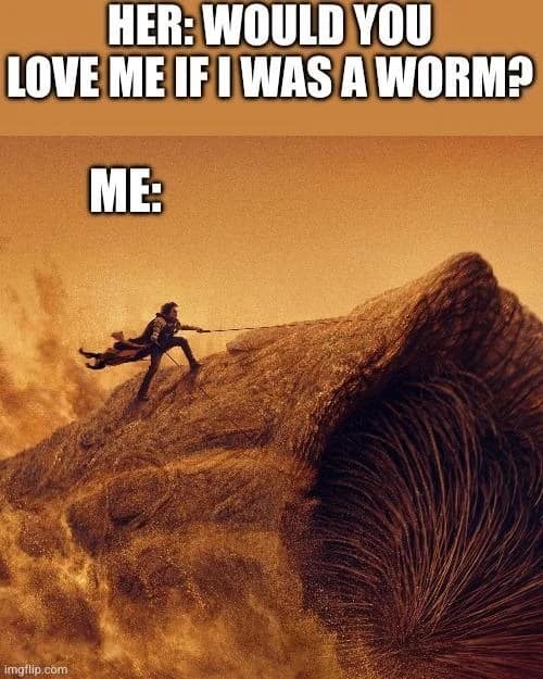 HER: WOULD YOU LOVE ME IF I WAS A WORM? ME: