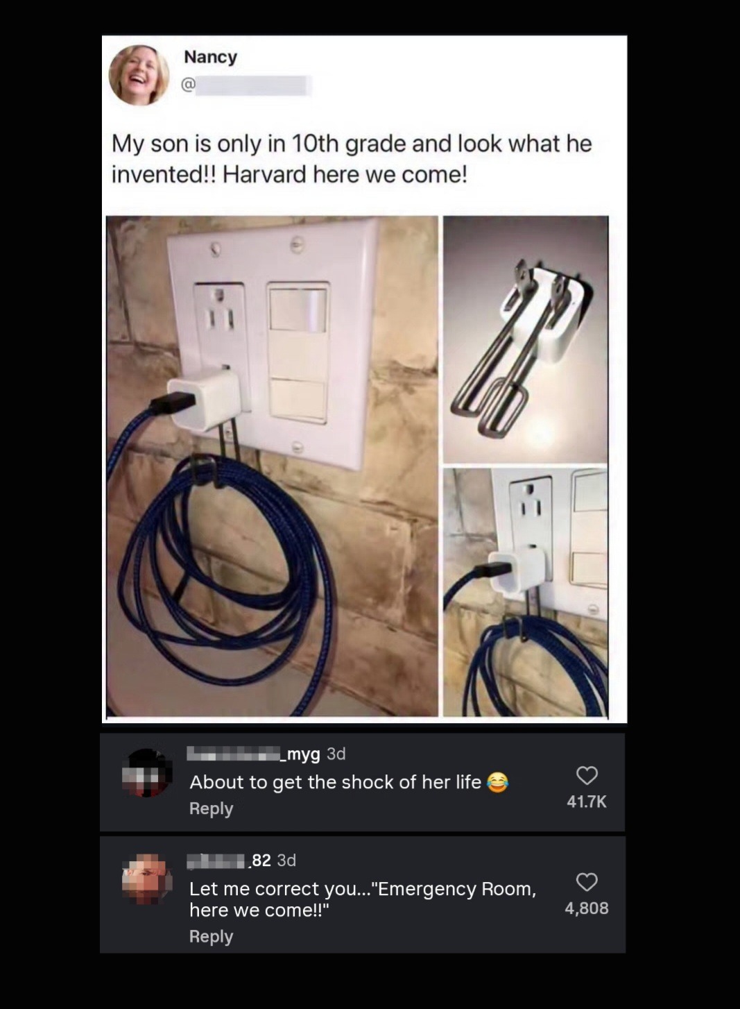 My son is only in 10th grade and look what he invented!! Harvard here we come! About to get the shock of her life. Let me correct you... 