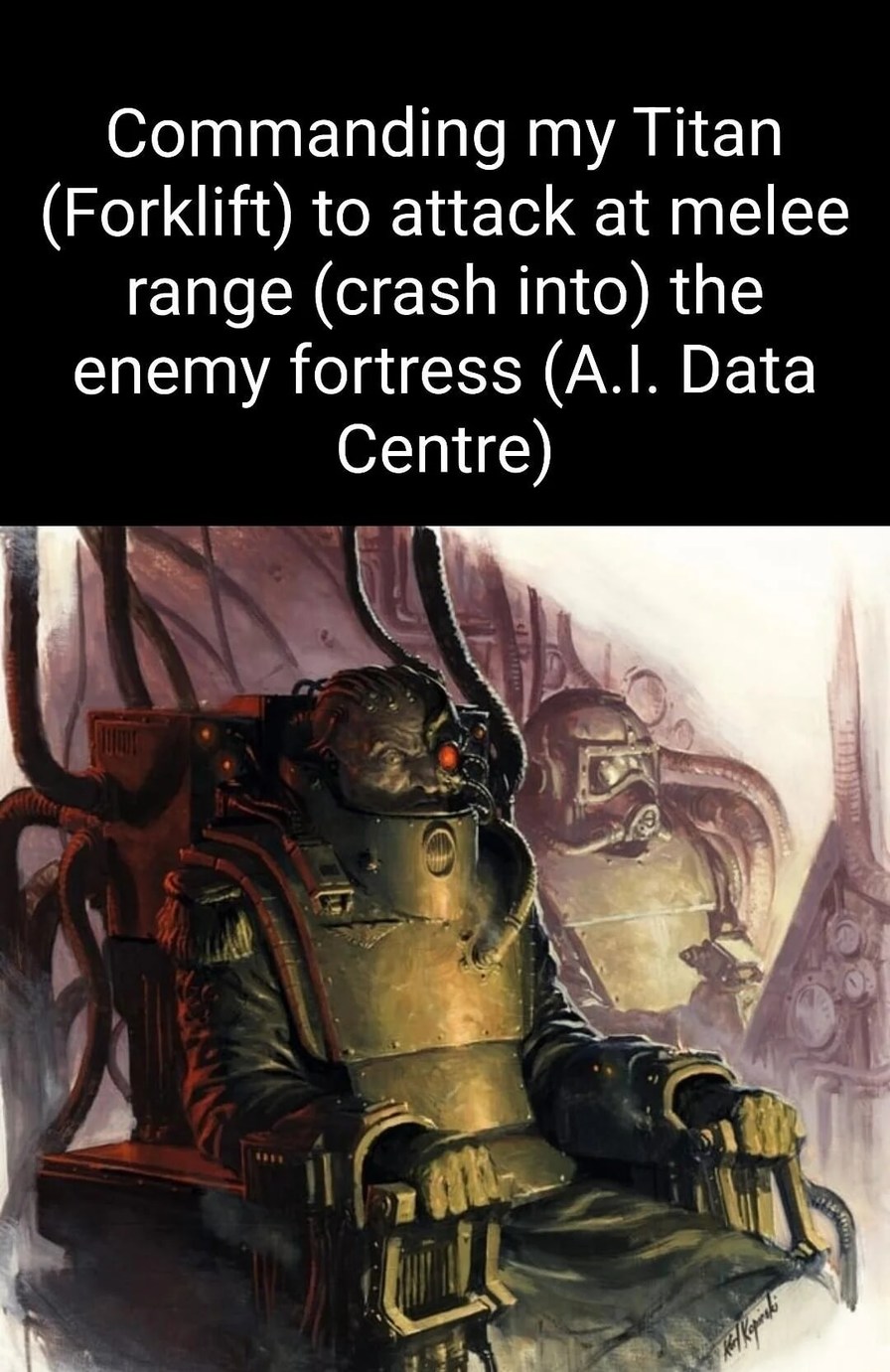 Commanding my Titan (Forklift) to attack at melee range (crash into) the enemy fortress (A.I. Data Centre)