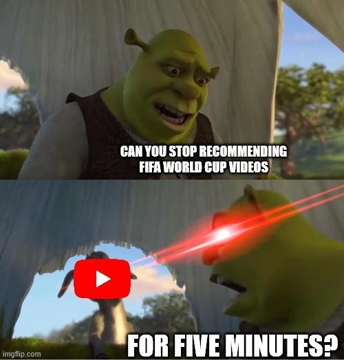 CAN YOU STOP RECOMMENDING FIFA WORLD CUP VIDEOS FOR FIVE MINUTES?
