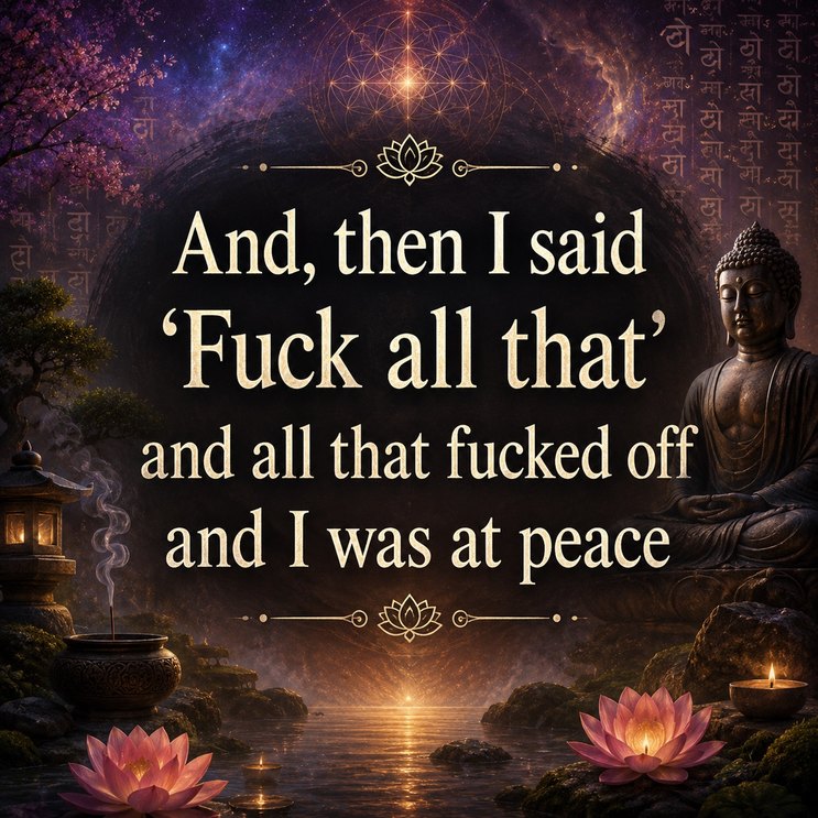 And, then I said 'Fuck all that' and all that fucked off and I was at peace