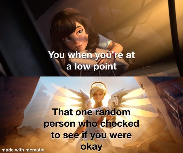 You when you're at a low point. That one random person who checked to see if you were okay. made with mematic
