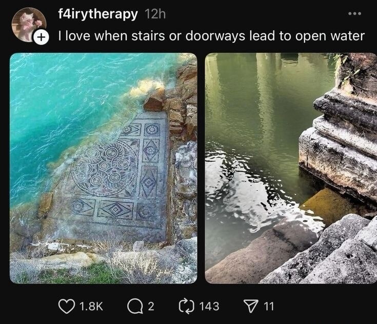 I love when stairs or doorways lead to open water