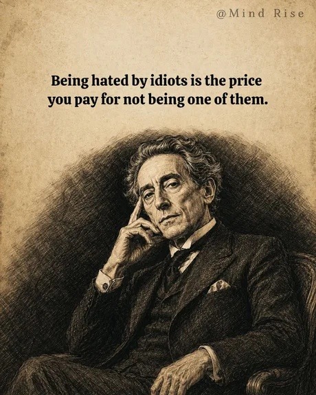 Being hated by idiots is the price you pay for not being one of them.