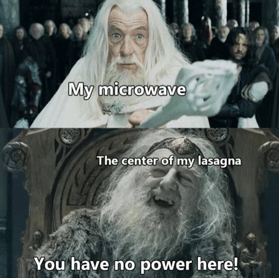 My microwave. The center of my lasagna. You have no power here!