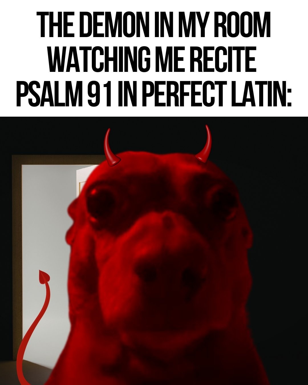 THE DEMON IN MY ROOM WATCHING ME RECITE PSALM 91 IN PERFECT LATIN: