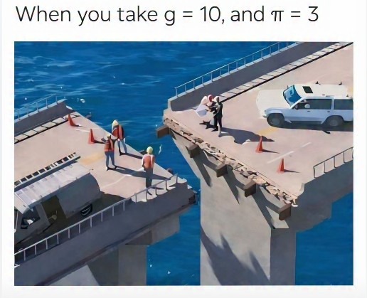 When you take g = 10, and π = 3
