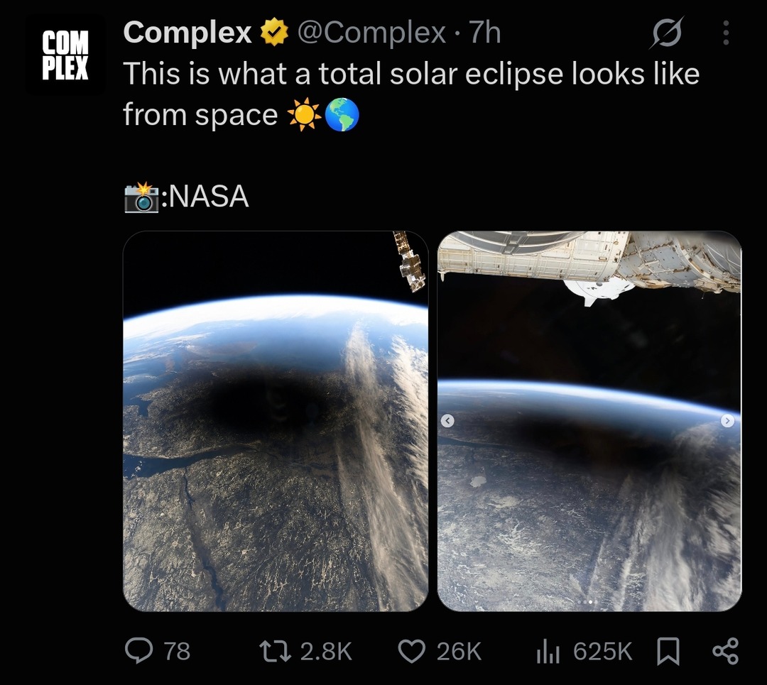 This is what a total solar eclipse looks like from space ☀️🌎 📸:NASA
