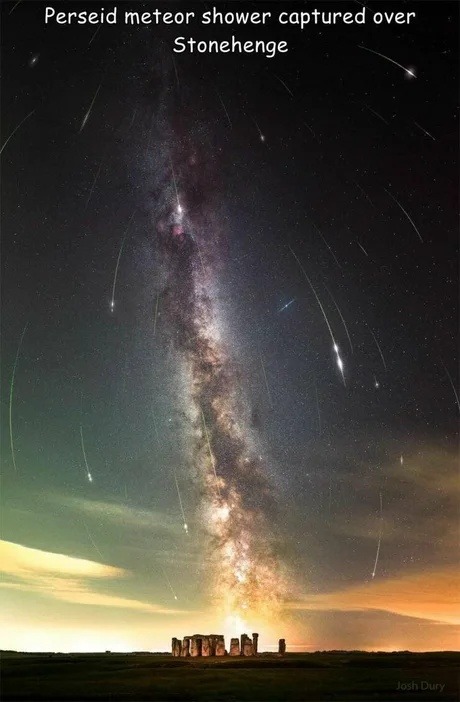 Perseid meteor shower captured over Stonehenge