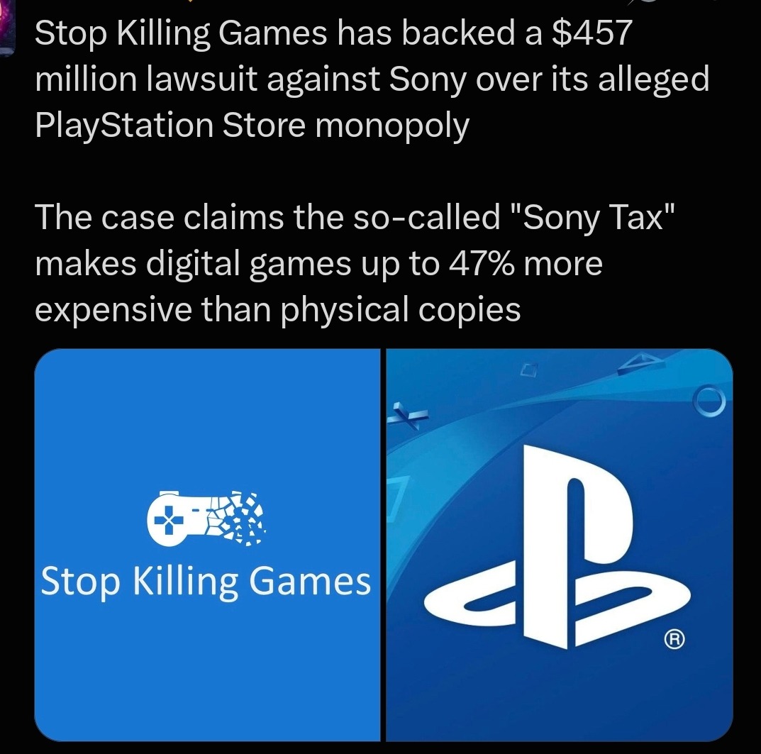Stop Killing Games has backed a $457 million lawsuit against Sony over its alleged PlayStation Store monopoly. The case claims the so-called 