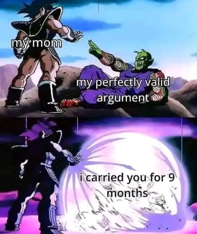 my mom my perfectly valid argument i carried you for 9 months
