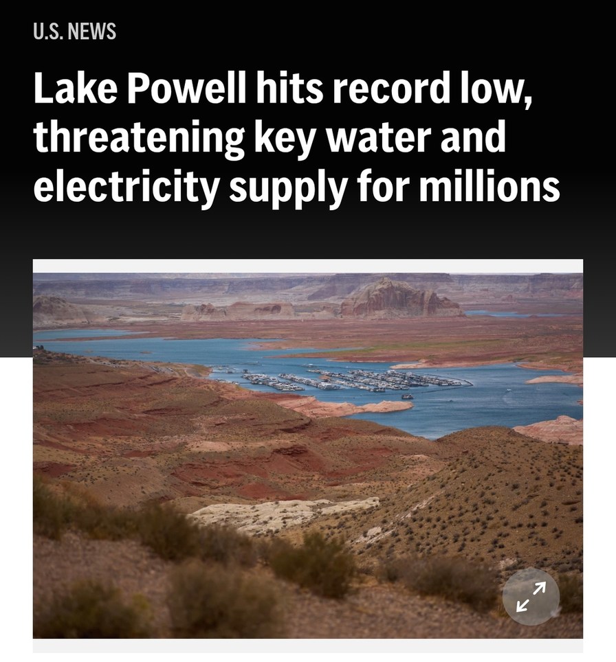 U.S. NEWS Lake Powell hits record low, threatening key water and electricity supply for millions