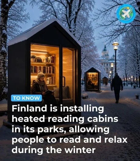 TO KNOW Finland is installing heated reading cabins in its parks, allowing people to read and relax during the winter