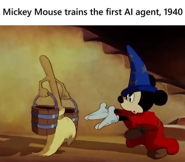Mickey Mouse trains the first AI agent, 1940