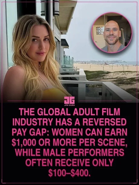 JPN GURU THE GLOBAL ADULT FILM INDUSTRY HAS A REVERSED PAY GAP: WOMEN CAN EARN $1,000 OR MORE PER SCENE, WHILE MALE PERFORMERS OFTEN RECEIVE ONLY $100-$400.