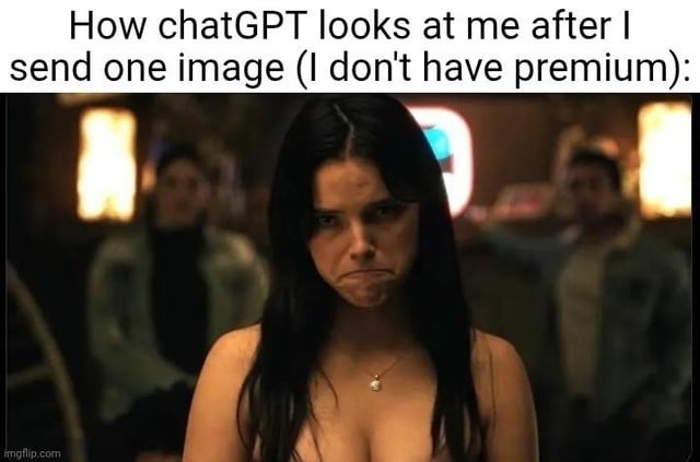 How chatGPT looks at me after I send one image (I don't have premium):