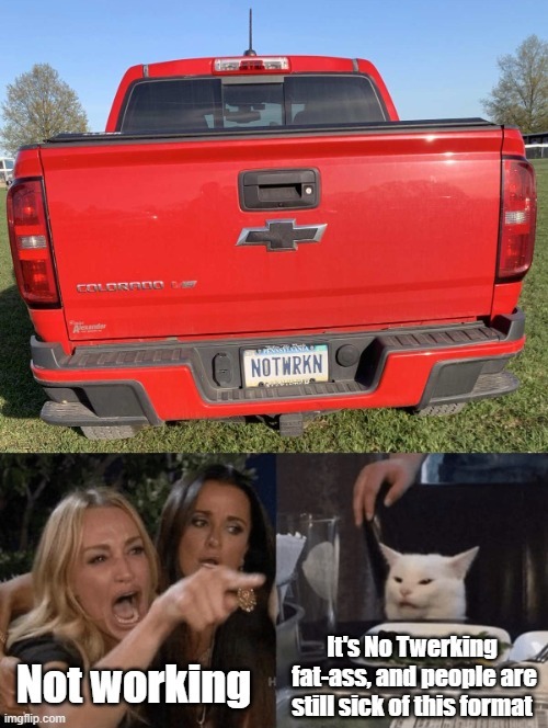 NOTWRKN Not working It's No Twerking fat-ass, And people are still sick of this format