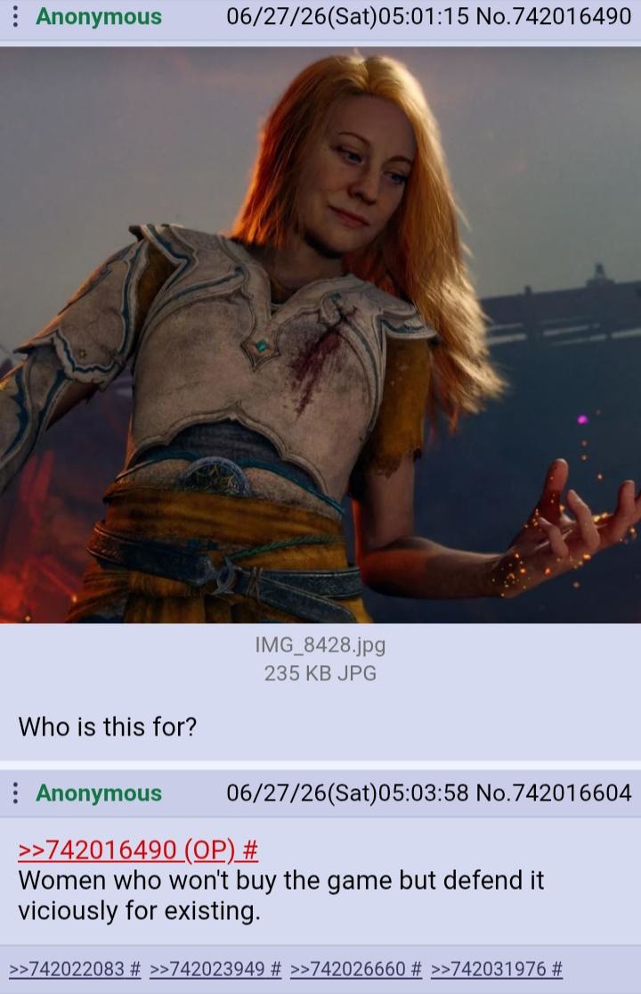 Who is this for? Women who won't buy the game but defend it viciously for existing.