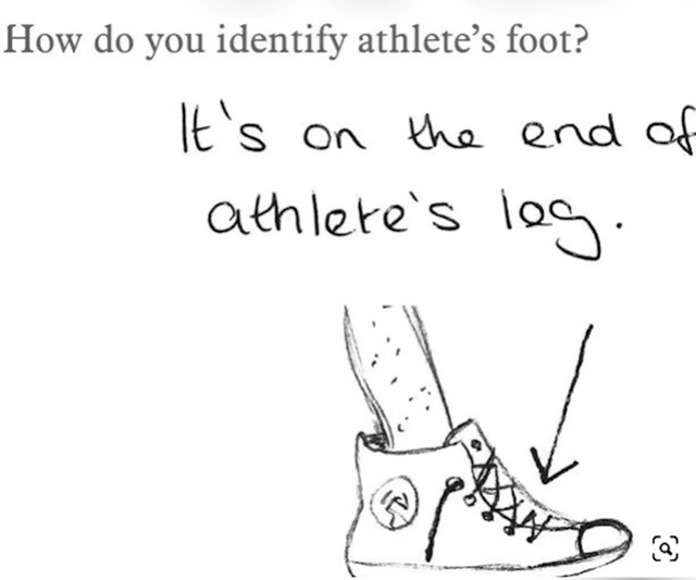 How do you identify athlete's foot? It's on the end of athlete's leg.