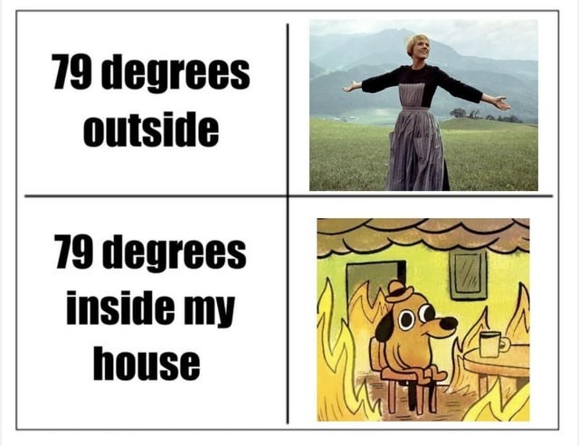 79 degrees outside. 79 degrees inside my house.