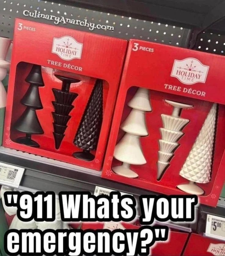 CulinaryAnarchy.com 3 pieces Holiday Time Tree Décor 911 Whats your emergency?