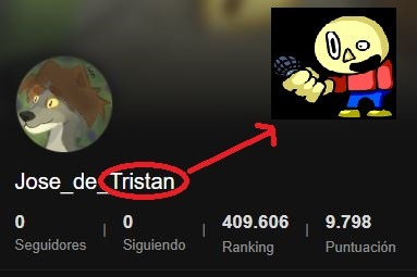 Jose_de_Tristan Seguidores Siguiendo Ranking Puntuación 0 0 409.606 9.798. Un personaje de dibujos animados con un micrófono y un personaje de lobo como avatar.