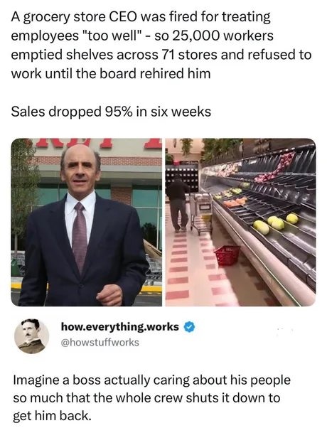 A grocery store CEO was fired for treating employees 