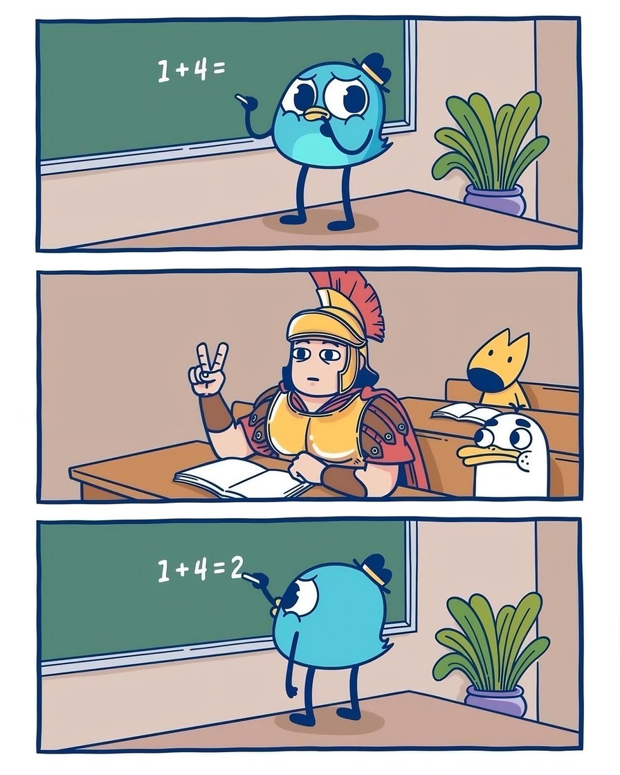 1 + 4 = 1 + 4 = 2