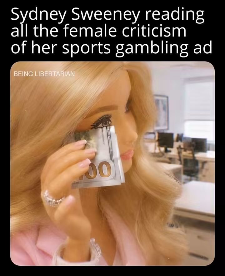 Sydney Sweeney reading all the female criticism of her sports gambling ad BEING LIBERTARIAN