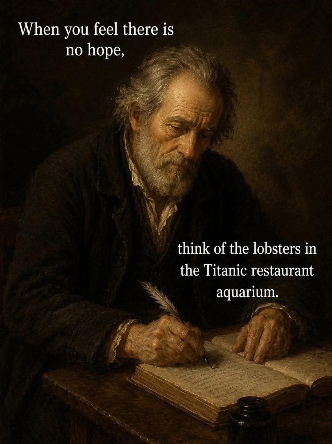 When you feel there is no hope, think of the lobsters in the Titanic restaurant aquarium.