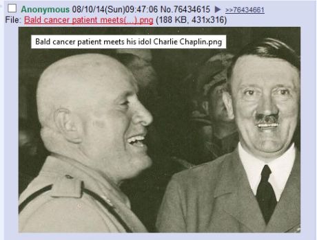 Bald cancer patient meets his idol Charlie Chaplin.png