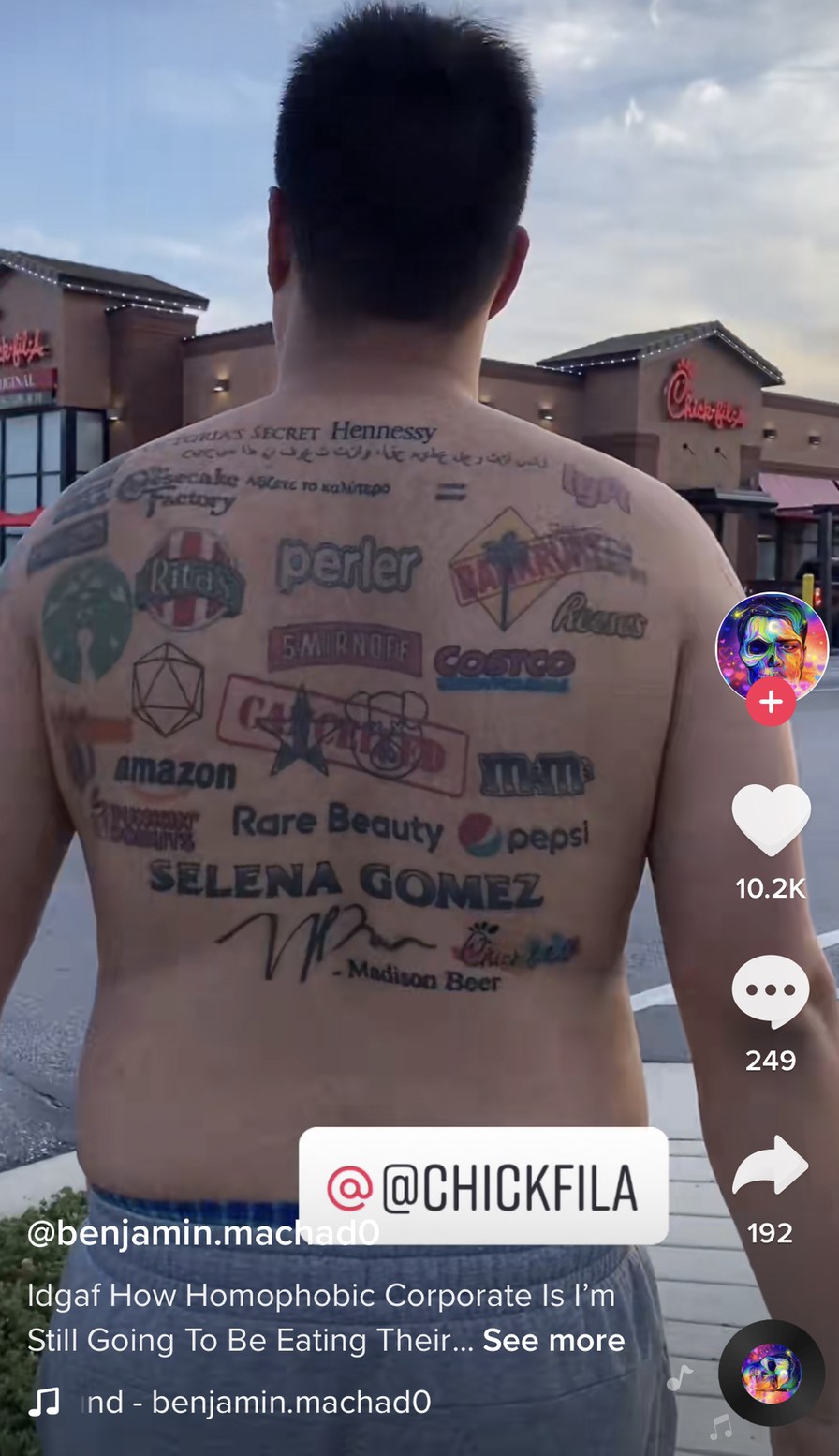 VICTORIA'S SECRET Hennessy Cheesecake Factory Perler Rita's Smirnoff Costco Amazon Rare Beauty M&M's Pepsi Selena Gomez Madison Beer Chick-fil-A Lyft Ray-Ban Reese's. Idgaf How Homophobic Corporate Is I'm Still Going To Be Eating Their... @CHICKFILA