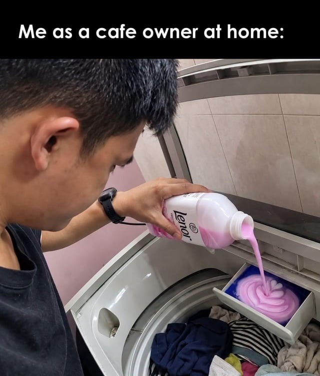 Me as a cafe owner at home: