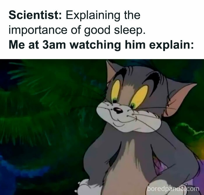Scientist: Explaining the importance of good sleep. Me at 3am watching him explain: