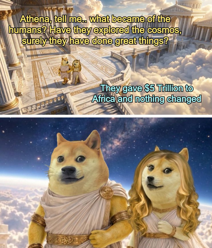 Athena, tell me... what became of the humans? Have they explored the cosmos, surely they have done great things? They gave $5 Trillion to Africa and nothing changed