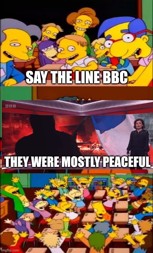 SAY THE LINE BBC THEY WERE MOSTLY PEACEFUL