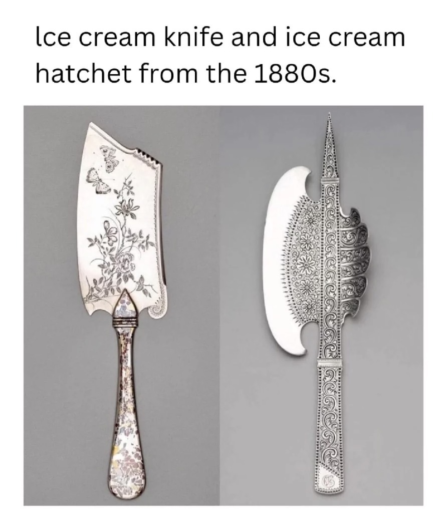 Ice cream knife and ice cream hatchet from the 1880s.
